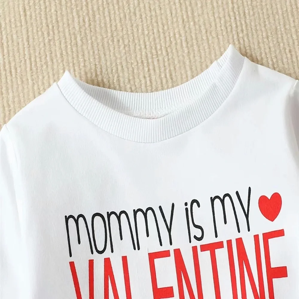 Boys white mommy is my Valentine Sweatshirt - Picture 2 of 7